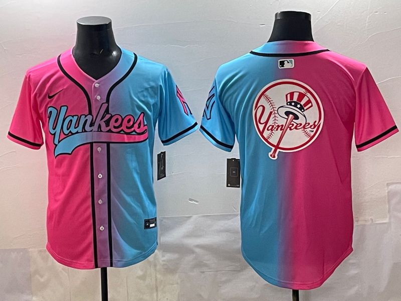 Men 2025 New York Yankees Blank Blue pink Game Nike MLB Jersey style 0027